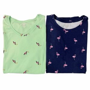 BUNDLE - NWOT Kim Rogers Womens M 2 T Shirts Green Toucan Navy Flamingo Soft
